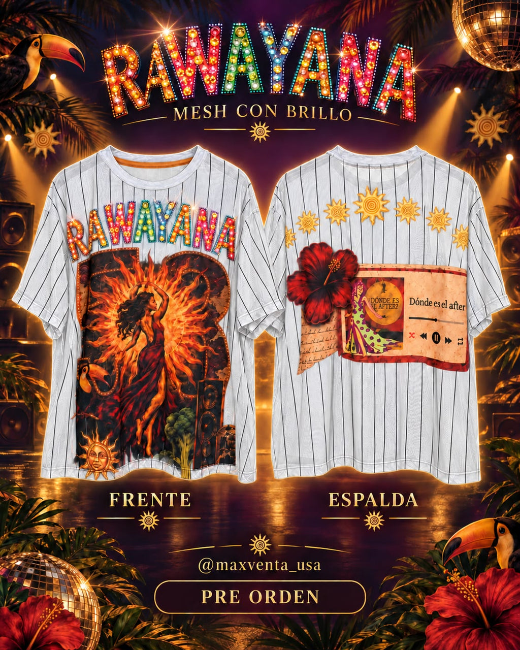 Camiseta Rawayana - Mesh Con Brillo detalle