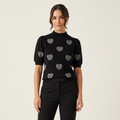 Little Hearts – Suéter Negro de Corazones para Mujer