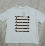 Original white T-shirt with decorative horizontal motifs