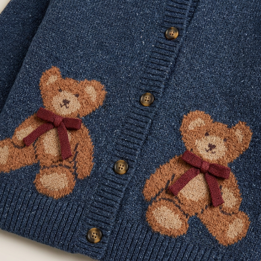 Teddy Friends – Suéter Cárdigan de Ositos para Mujer