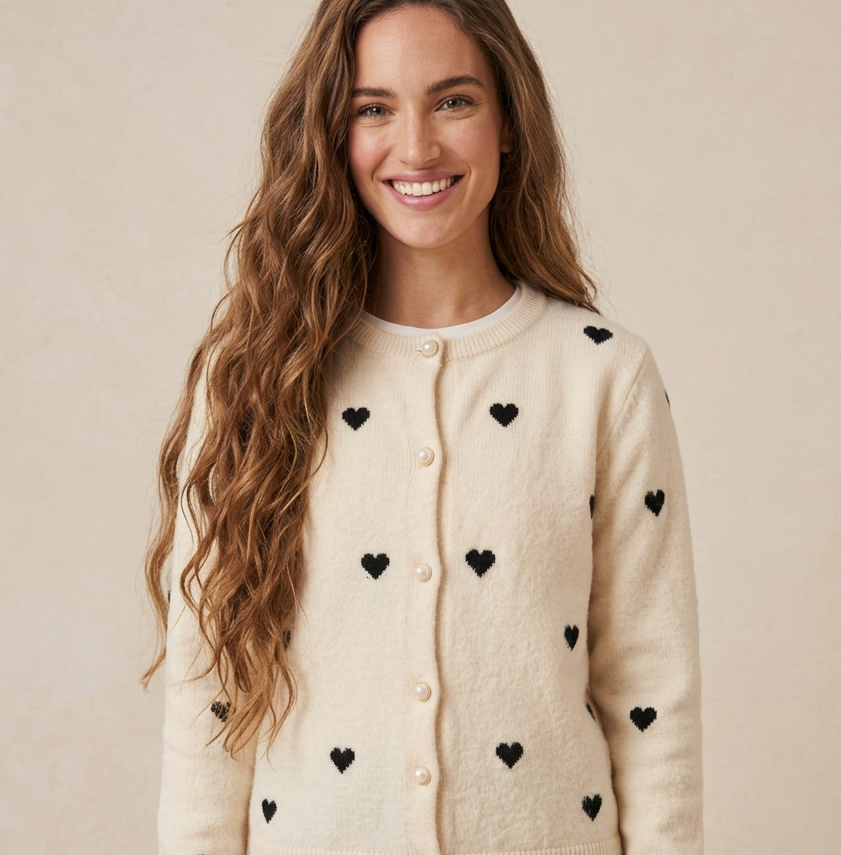 Sweet Hearts – Cárdigan de Mujer con Corazones