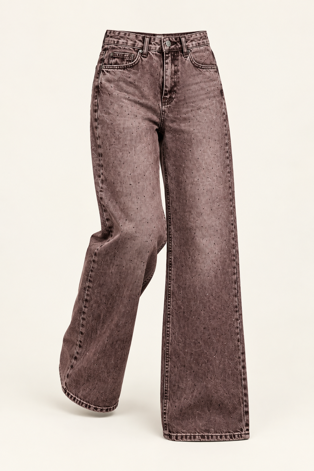 Jeans de pierna ancha en tono malva amarronado con efecto de modelo invisible